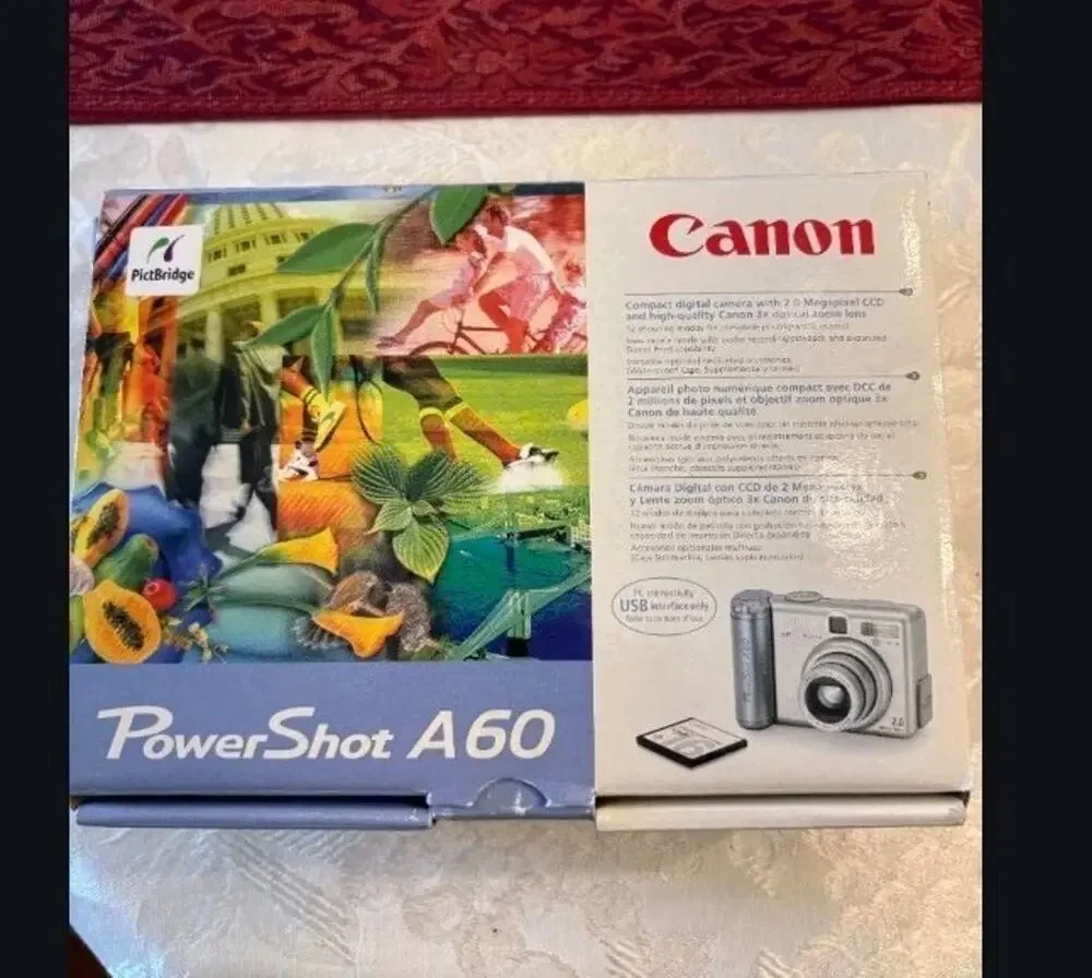 Canon PowerShot A60 2MP Digital Camera Silver With Box Tested And Works